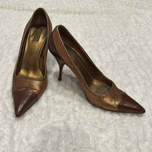 Prada sequin leather Brown and copper Women's Shoes size 36.5 stiletto pumps - Picture 11 of 11